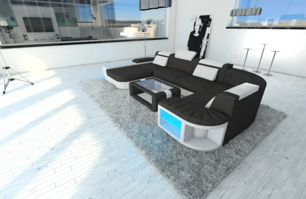 Webstoff Wohnlandschaft Belvedere mit Ottomane U-Form L Mini – Bild 53