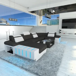 Webstoff Wohnlandschaft Belvedere mit Ottomane U-Form L Mini