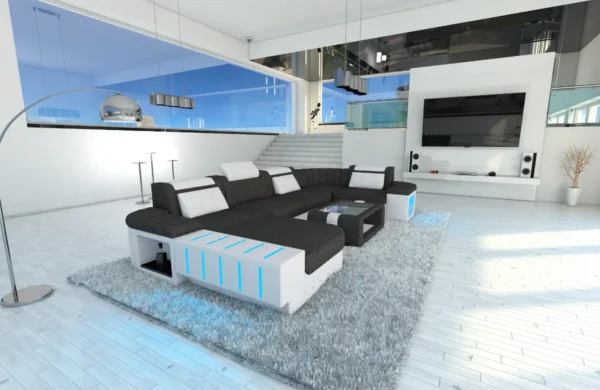 Webstoff Wohnlandschaft Belvedere mit Ottomane U-Form L Mini – Bild 54