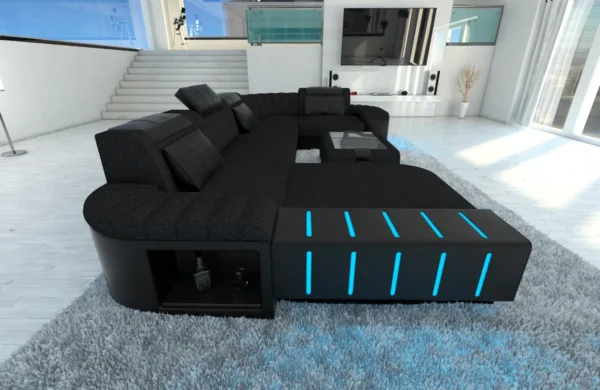 Webstoff Wohnlandschaft Belvedere mit Ottomane U-Form L Mini – Bild 2