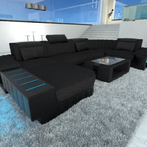 Webstoff Wohnlandschaft Belvedere mit Ottomane U-Form L Mini