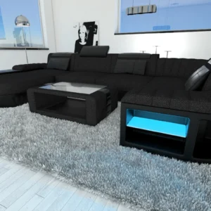 Webstoff Wohnlandschaft Belvedere mit Ottomane U-Form L Mini