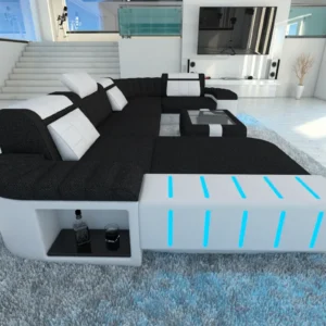 Webstoff Wohnlandschaft Belvedere mit Ottomane U-Form L Mini