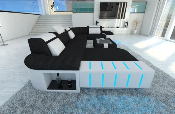 Webstoff Wohnlandschaft Belvedere mit Ottomane U-Form L Mini – Bild 56