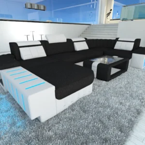 Webstoff Wohnlandschaft Belvedere mit Ottomane U-Form L Mini