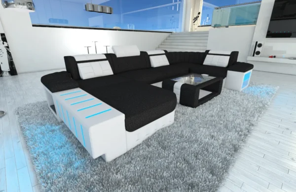 Webstoff Wohnlandschaft Belvedere mit Ottomane U-Form L Mini – Bild 57