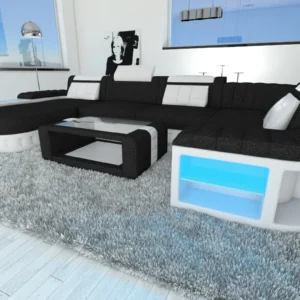 Webstoff Wohnlandschaft Belvedere mit Ottomane U-Form L Mini