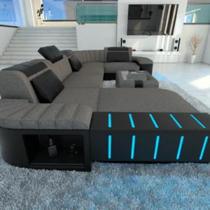 Webstoff Wohnlandschaft Belvedere mit Ottomane U-Form L Mini