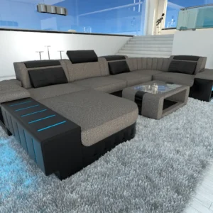 Webstoff Wohnlandschaft Belvedere mit Ottomane U-Form L Mini