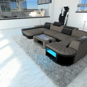 Webstoff Wohnlandschaft Belvedere mit Ottomane U-Form L Mini