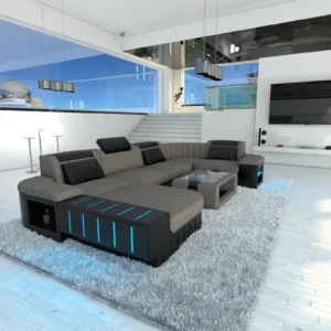 Webstoff Wohnlandschaft Belvedere mit Ottomane U-Form L Mini