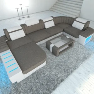 Webstoff Wohnlandschaft Belvedere mit Ottomane U-Form L Mini