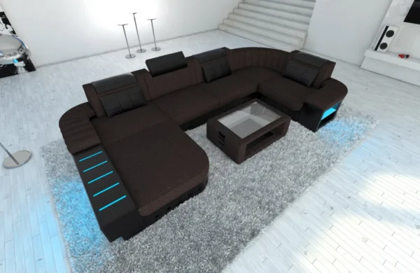 Webstoff Wohnlandschaft Belvedere mit Ottomane U-Form L Mini – Bild 19