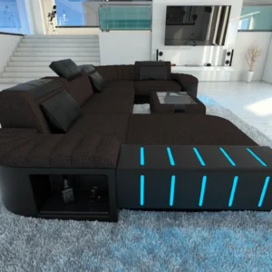 Webstoff Wohnlandschaft Belvedere mit Ottomane U-Form L Mini