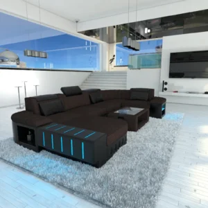 Webstoff Wohnlandschaft Belvedere mit Ottomane U-Form L Mini