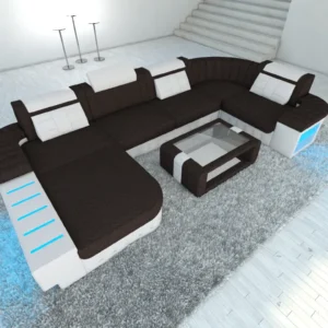 Webstoff Wohnlandschaft Belvedere mit Ottomane U-Form L Mini