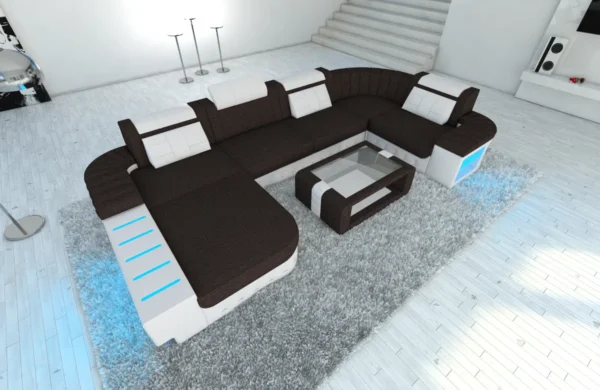Webstoff Wohnlandschaft Belvedere mit Ottomane U-Form L Mini – Bild 25