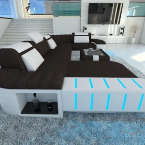 Webstoff Wohnlandschaft Belvedere mit Ottomane U-Form L Mini