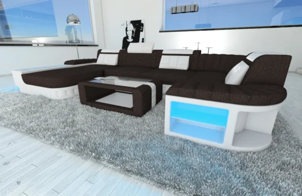 Webstoff Wohnlandschaft Belvedere mit Ottomane U-Form L Mini – Bild 28