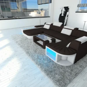 Webstoff Wohnlandschaft Belvedere mit Ottomane U-Form L Mini