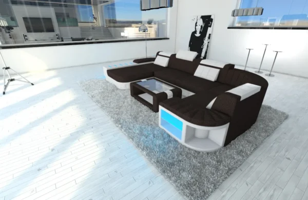 Webstoff Wohnlandschaft Belvedere mit Ottomane U-Form L Mini – Bild 29