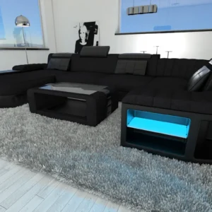 Mikrofaser Wohnlandschaft Belvedere mit Ottomane U-Form L