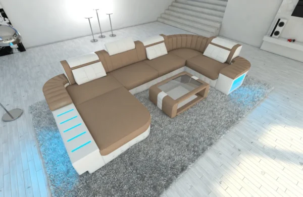Mikrofaser Wohnlandschaft Belvedere mit Ottomane U-Form L – Bild 13