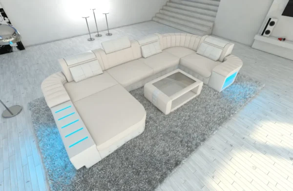 Mikrofaser Wohnlandschaft Belvedere mit Ottomane U-Form L