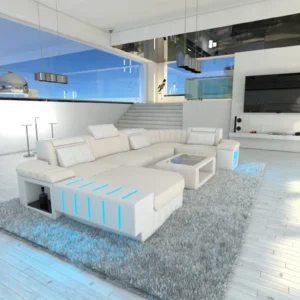 Mikrofaser Wohnlandschaft Belvedere mit Ottomane U-Form L