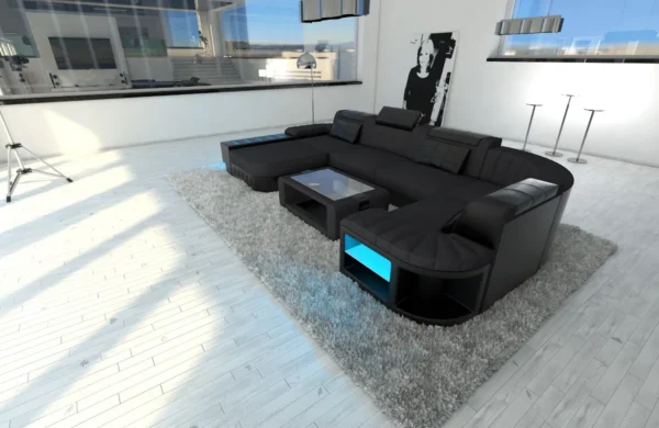 Mikrofaser Wohnlandschaft Belvedere mit Ottomane U-Form L – Bild 23