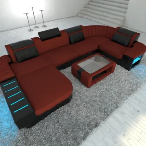 Mikrofaser Wohnlandschaft Belvedere mit Ottomane U-Form L