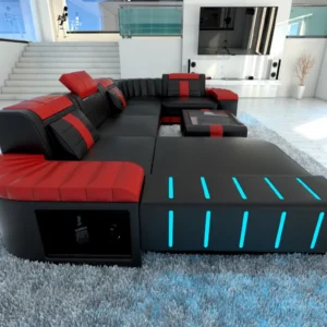 Kunstleder Wohnlandschaft Belvedere mit Ottomane U-Form L Mini