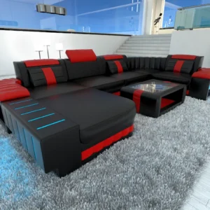 Kunstleder Wohnlandschaft Belvedere mit Ottomane U-Form L Mini