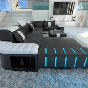 Kunstleder Wohnlandschaft Belvedere mit Ottomane U-Form L Mini