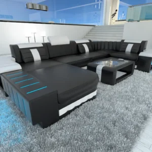 Kunstleder Wohnlandschaft Belvedere mit Ottomane U-Form L Mini