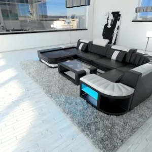 Kunstleder Wohnlandschaft Belvedere mit Ottomane U-Form L Mini