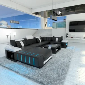 Kunstleder Wohnlandschaft Belvedere mit Ottomane U-Form L Mini