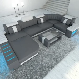 Kunstleder Wohnlandschaft Belvedere mit Ottomane U-Form L Mini