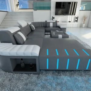 Kunstleder Wohnlandschaft Belvedere mit Ottomane U-Form L Mini