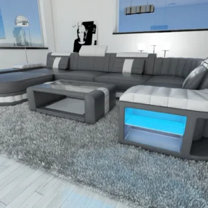 Kunstleder Wohnlandschaft Belvedere mit Ottomane U-Form L Mini