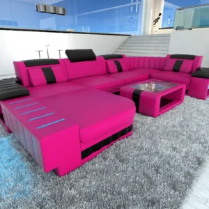 Kunstleder Wohnlandschaft Belvedere mit Ottomane U-Form L Mini