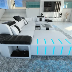 Kunstleder Wohnlandschaft Belvedere mit Ottomane U-Form L Mini