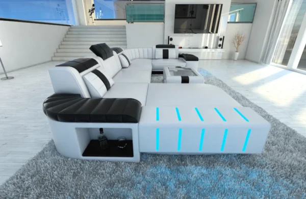 Kunstleder Wohnlandschaft Belvedere mit Ottomane U-Form L Mini – Bild 32