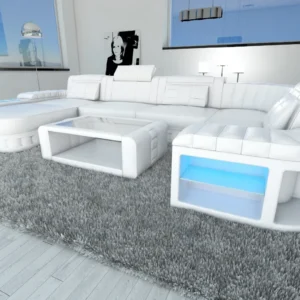Kunstleder Wohnlandschaft Belvedere mit Ottomane U-Form L Mini