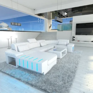 Kunstleder Wohnlandschaft Belvedere mit Ottomane U-Form L Mini