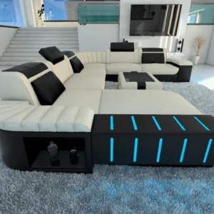 Webstoff Wohnlandschaft Belvedere mit Ottomane U-Form XL Mini