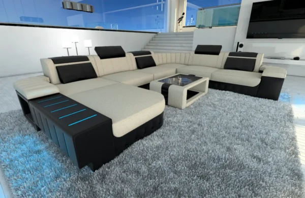 Webstoff Wohnlandschaft Belvedere mit Ottomane U-Form XL Mini – Bild 15