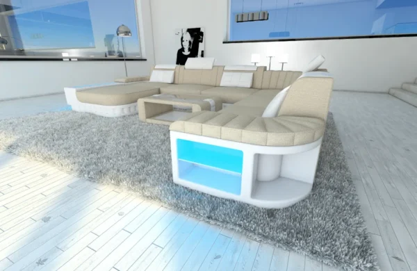 Webstoff Wohnlandschaft Belvedere mit Ottomane U-Form XL Mini – Bild 22