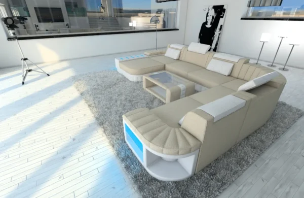 Webstoff Wohnlandschaft Belvedere mit Ottomane U-Form XL Mini – Bild 23