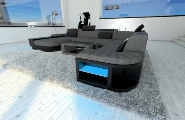 Webstoff Wohnlandschaft Belvedere mit Ottomane U-Form XL Mini – Bild 46